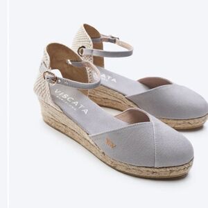 Viscata Barcelona Women's Pubol Canvas Espadrille Wedges Ash Grey EU 41 US 10